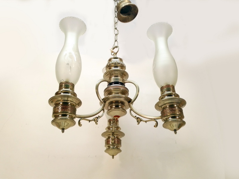 lampara techo 3tulipas metal cristal rosca pequeña alt 50 o50 1u